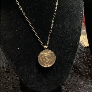 Reversible Gold Heart Pendant Necklace